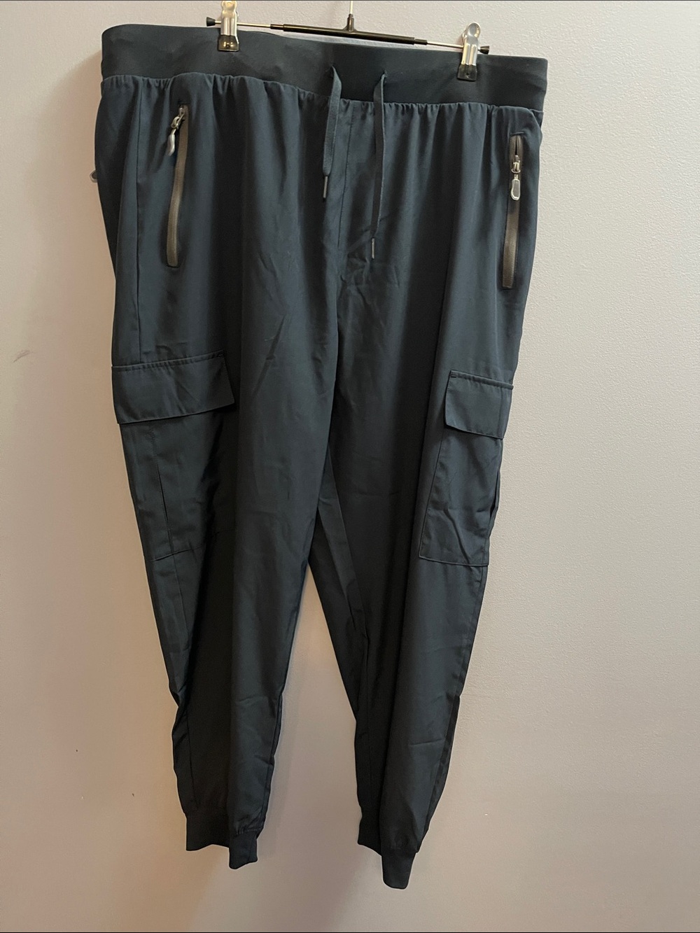 Women’s Navy Blue Cargo Joggers Scrub Pants with Zip Pockets